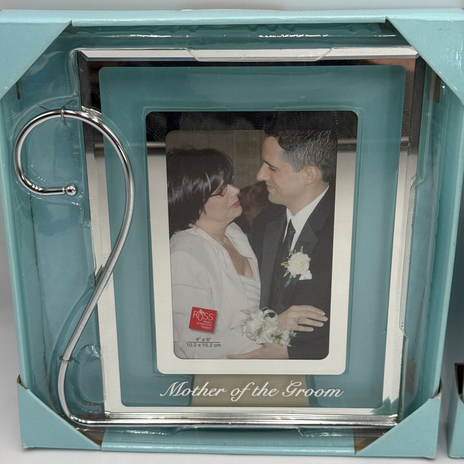 Set of 2 Wedding 4x6 Photo Frames Father Bride Mother Groom Silver Metal & Glass