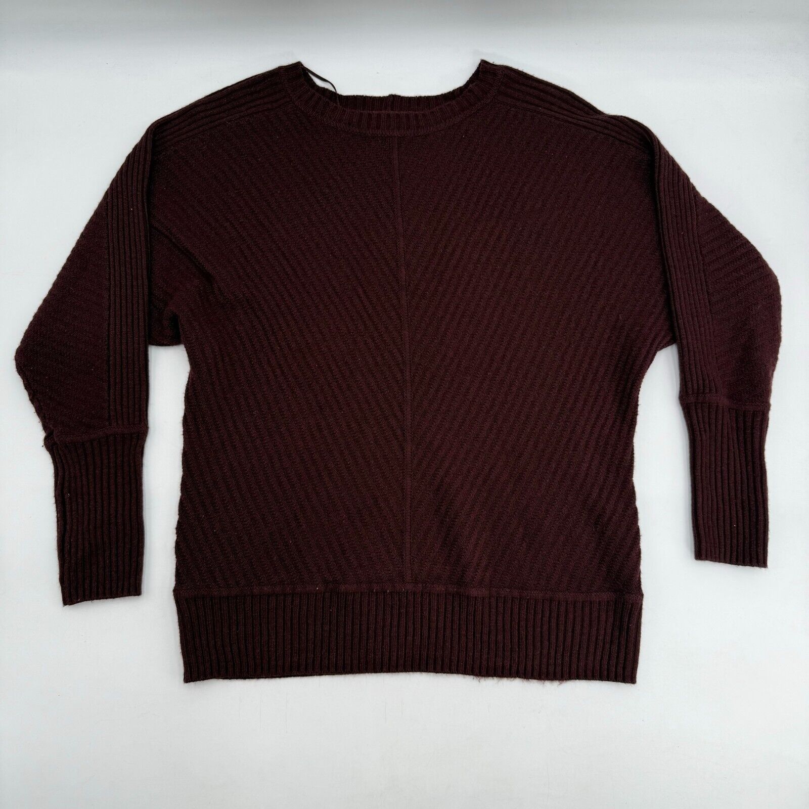 Worthington Women Crew Neck Pullover Dolman Sleeve Sweater Burgundy Size XS
