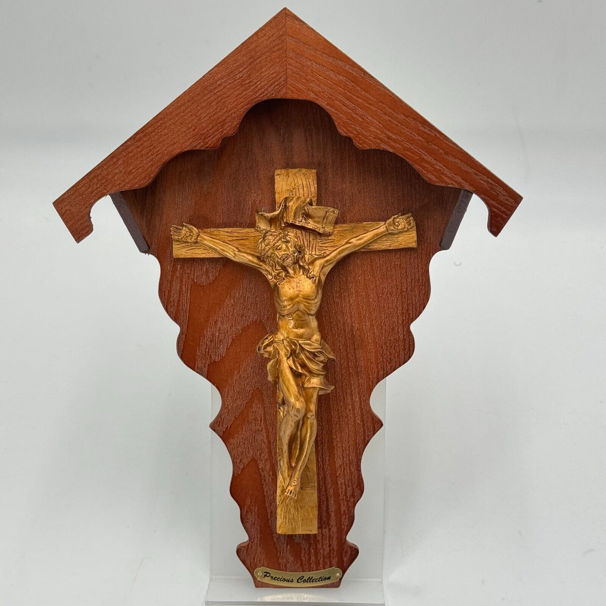 Crucifix Jesus Cross Christian Hanging Decor Art Wood House Plaque Metal