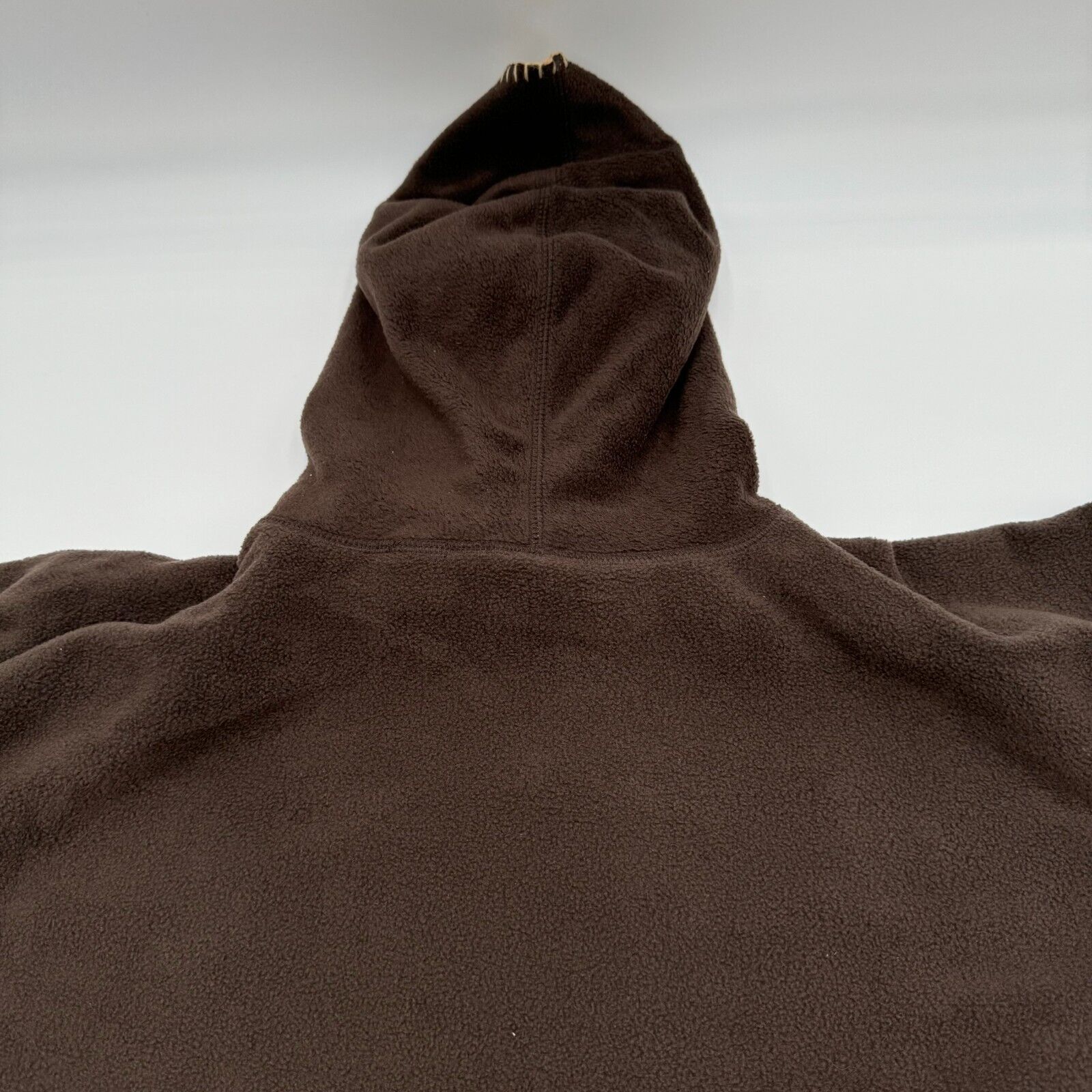 Fleece Poncho Unisex One Size 45W x 30L Brown Tan Pull over Hooded Soft Warm