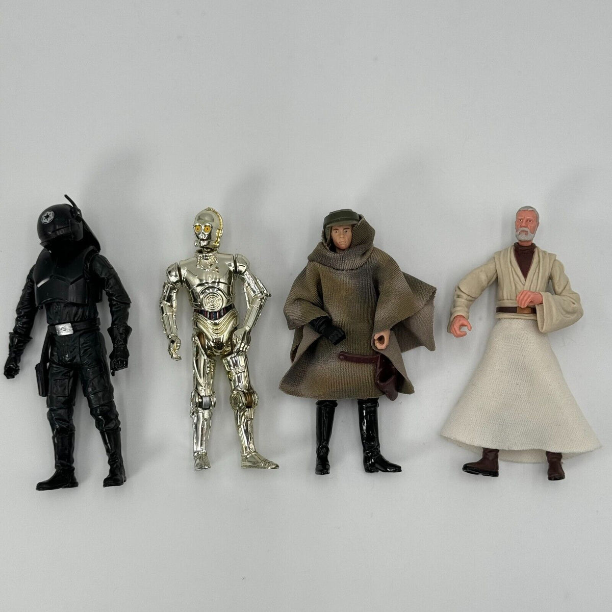 Vintage Hasboro Star Wars Moving Part Action Figures C3PO Obi Wan Luke Set of 4