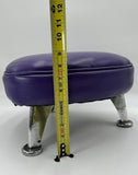 Decorative 9” Foot Stool Purple Heart Shaped Leather Cushion 15”D 3 Chrome Legs