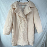 A New Day Womens Water Resistant Puffy Wrap Tie Overcoat Cream Blush Peach Sz M