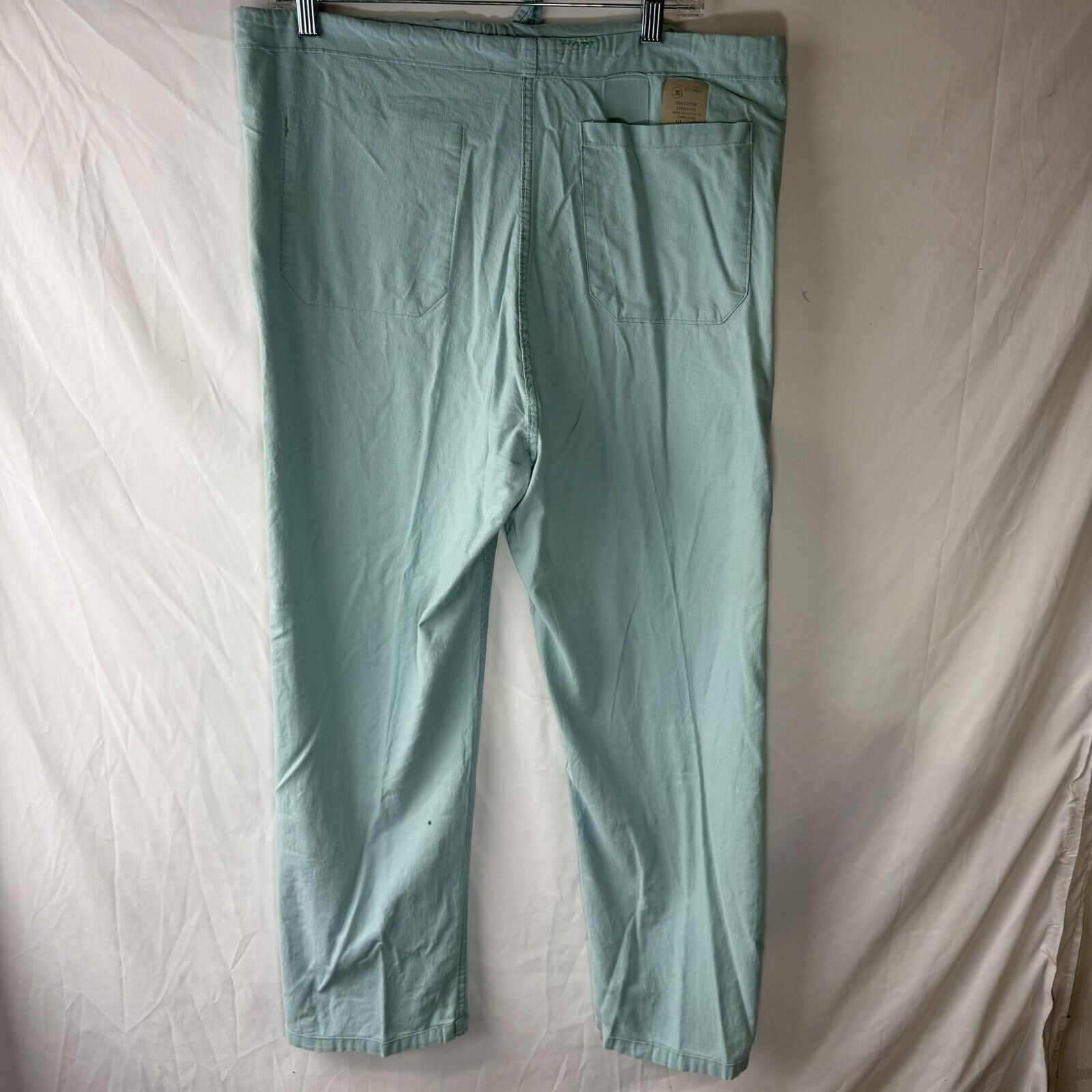 Fashion Pullstring Womens Cotton Straight Relaxed Denim Style Pants Mint Size M