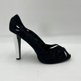 Susan Lucci Designer Pumps 4.5 inch Heel Black Leather Open Toe Womens Size 10M