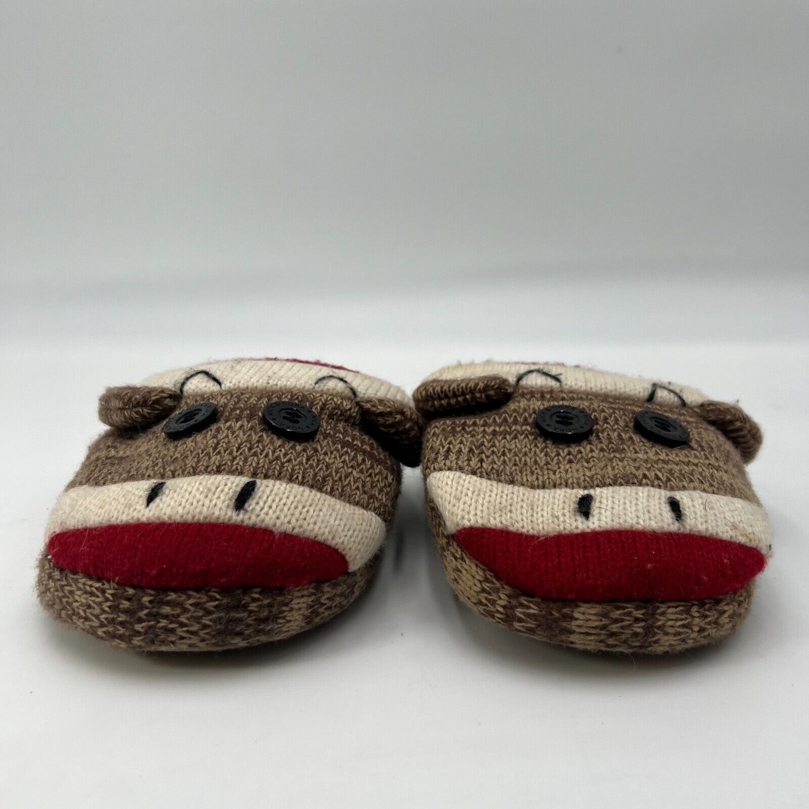 Nick & Nora Sock Monkey Slip on House Sleepwear Slippers Rubber Sole Size L 8-9