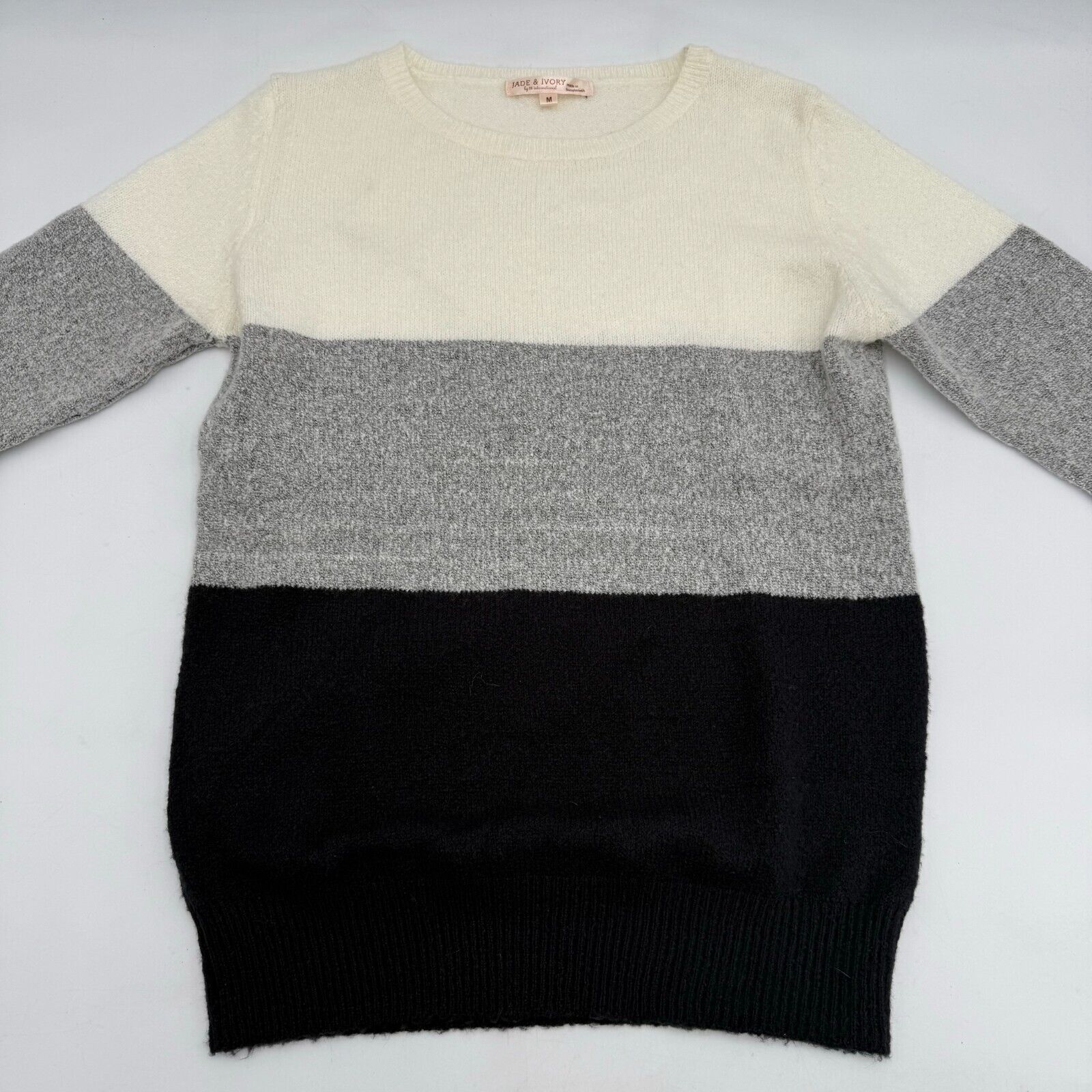 Jade & Ivory Womens Knitted Crewneck Pullover Sweater Relaxed Colorblock Size M