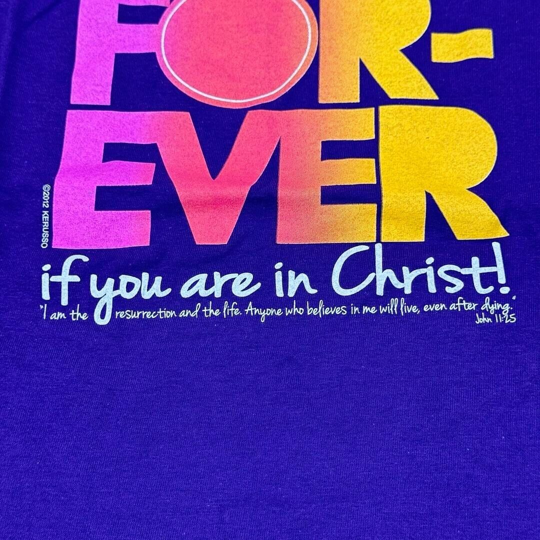 Kerusso "You Only Live Forever" Crewneck Christian T-Shirt Purple Neon Unisex S