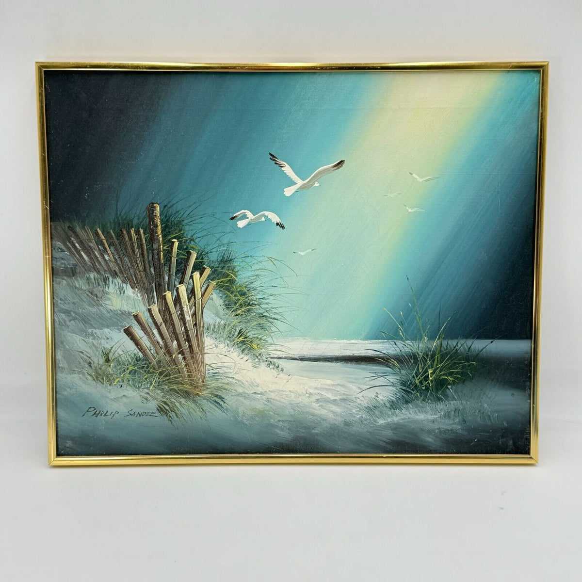 Philip Sandee Signed 20x16 Original Oil Painting on Framed Canvas Seascape RARE