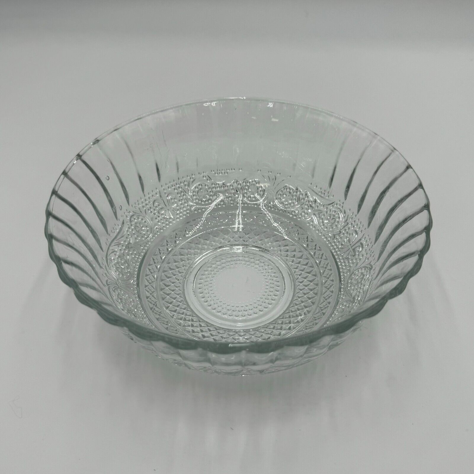 Set of 5 Vintage clear glass Crystal bowl 7 1/2 " Pressed Glass