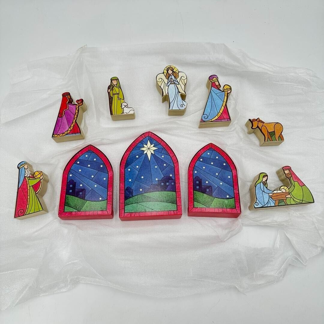 Burton + Wood Nativity Scene 10 Piece Chistmas Decor Jesus Mary Joseph Angel