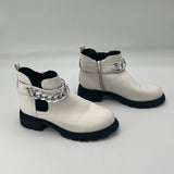 Cushionaire Clover White Black Slip On Chain Strap Comfort Boot Womens Size 5