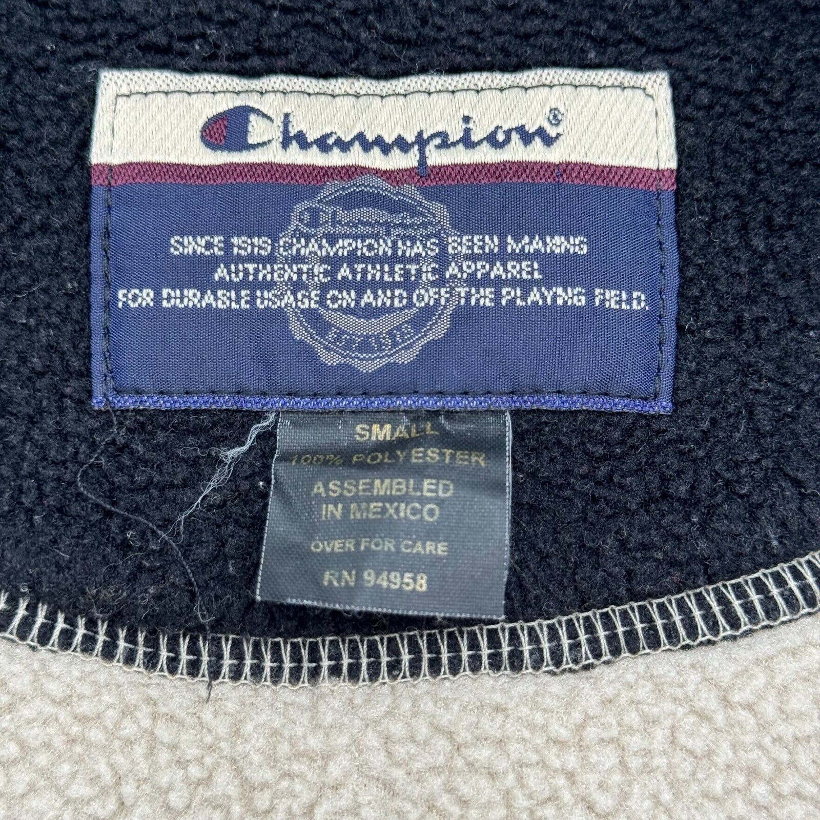 Champion Fleece Vest Vintage 90s Style Full Zip Up Front Pockets Mens Size Small