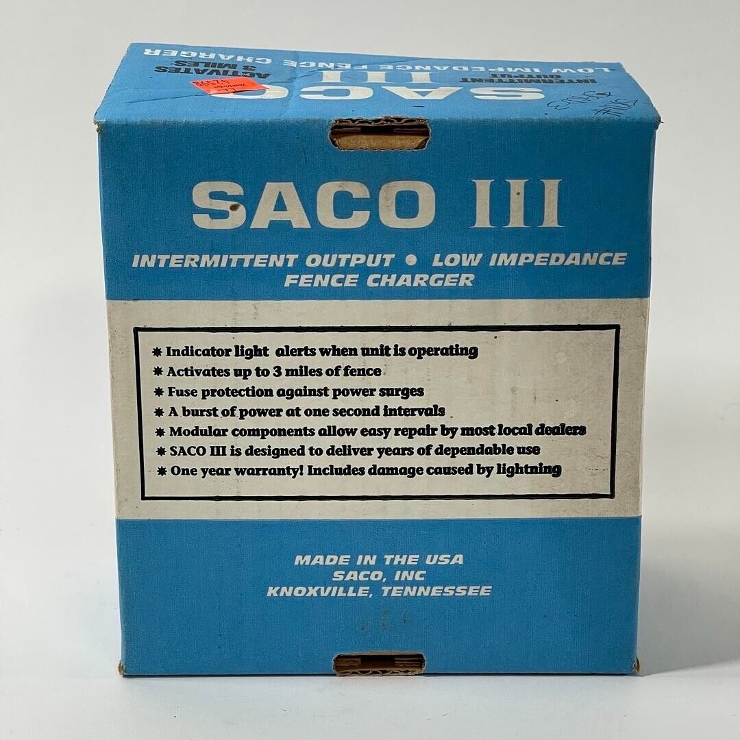 SACO III Low Impedence Fence Charger 110-120V AC,60 3 MILES