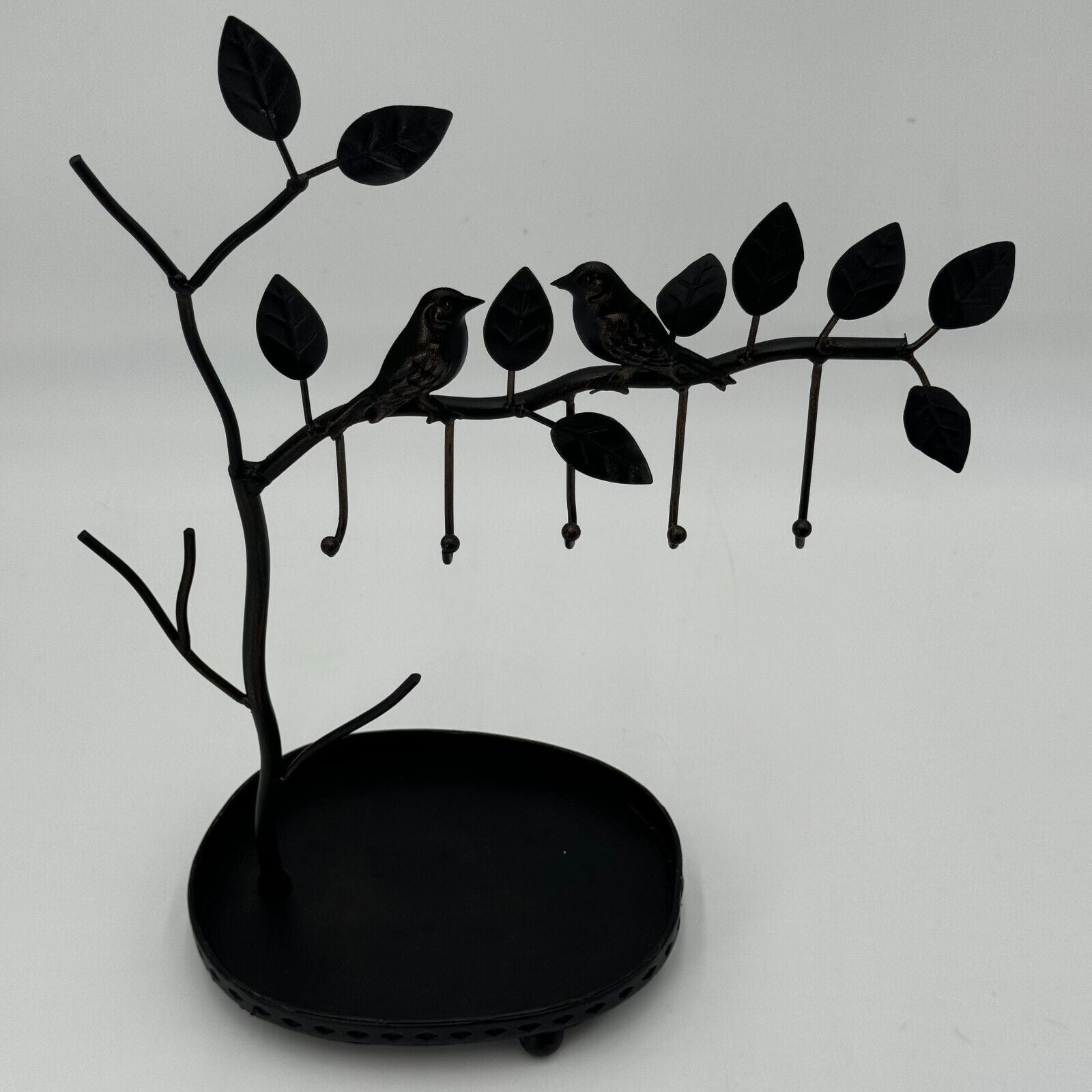 Jewely Tree Display Stand Key Hooks Entryway Bathroom Bedroom Metal Birds Leaves