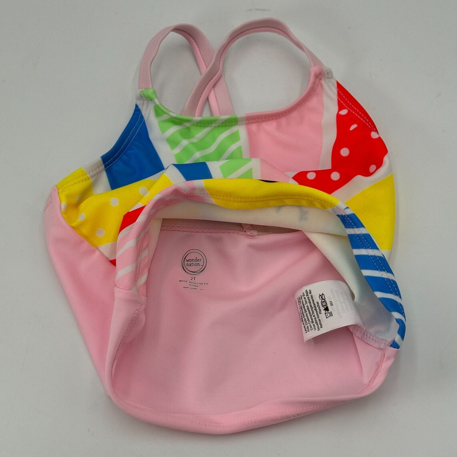 Infant & Toddler Girls Colorful Sunset 2 Piece Pink Swimming Suit Size 2T New