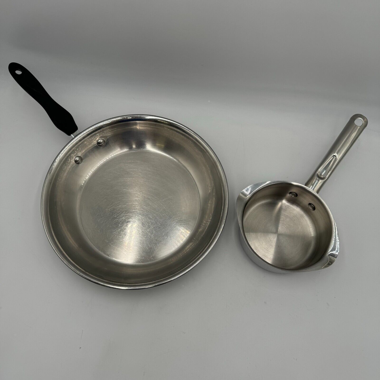 2pc Stainless Steel WearEver 1qt .95L Dual Pour Sauce Pot & 12in 30cm Frying Pan