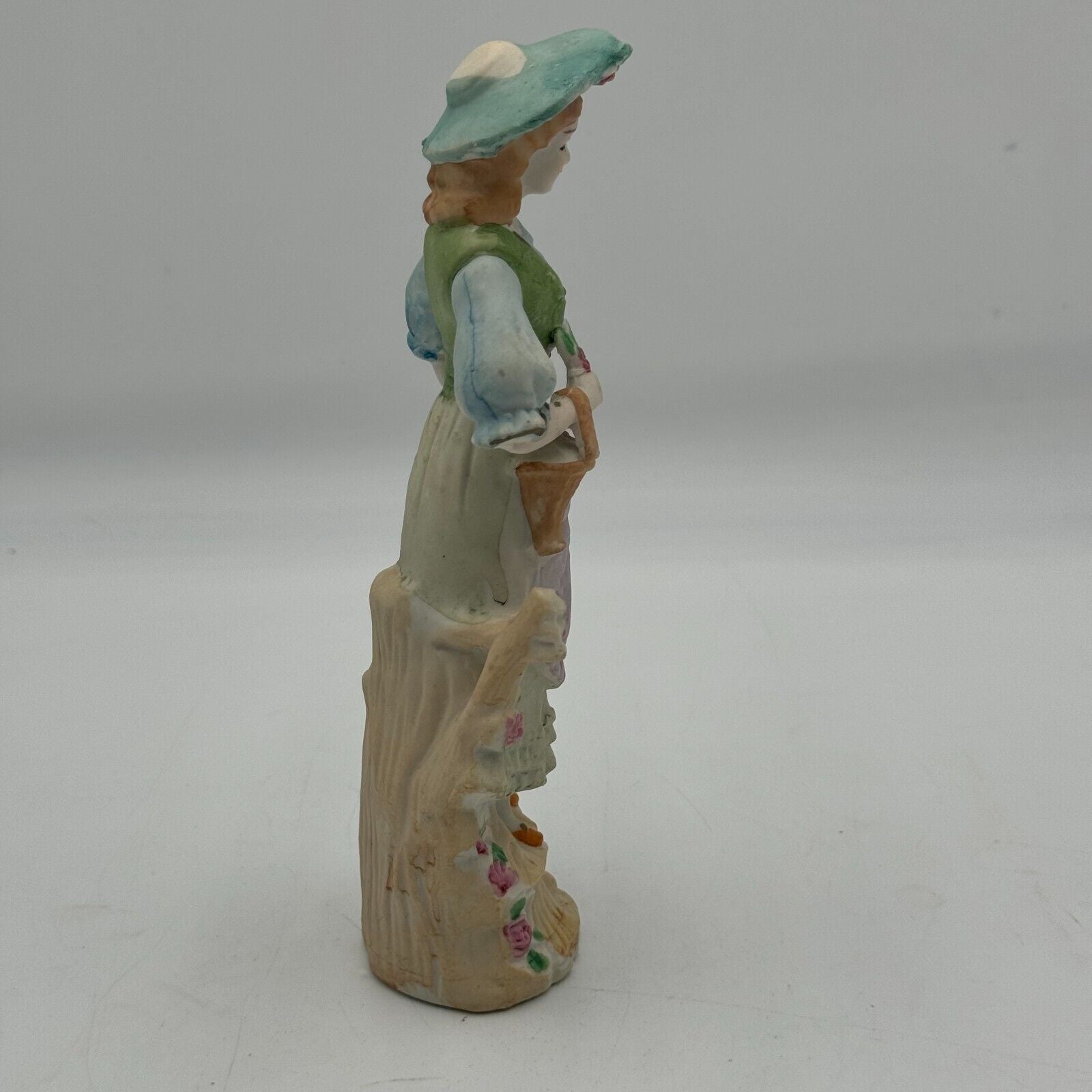 Vintage Occupied Japan Woman Lady Roses Hand Painted Porcelain Andrea Figurine