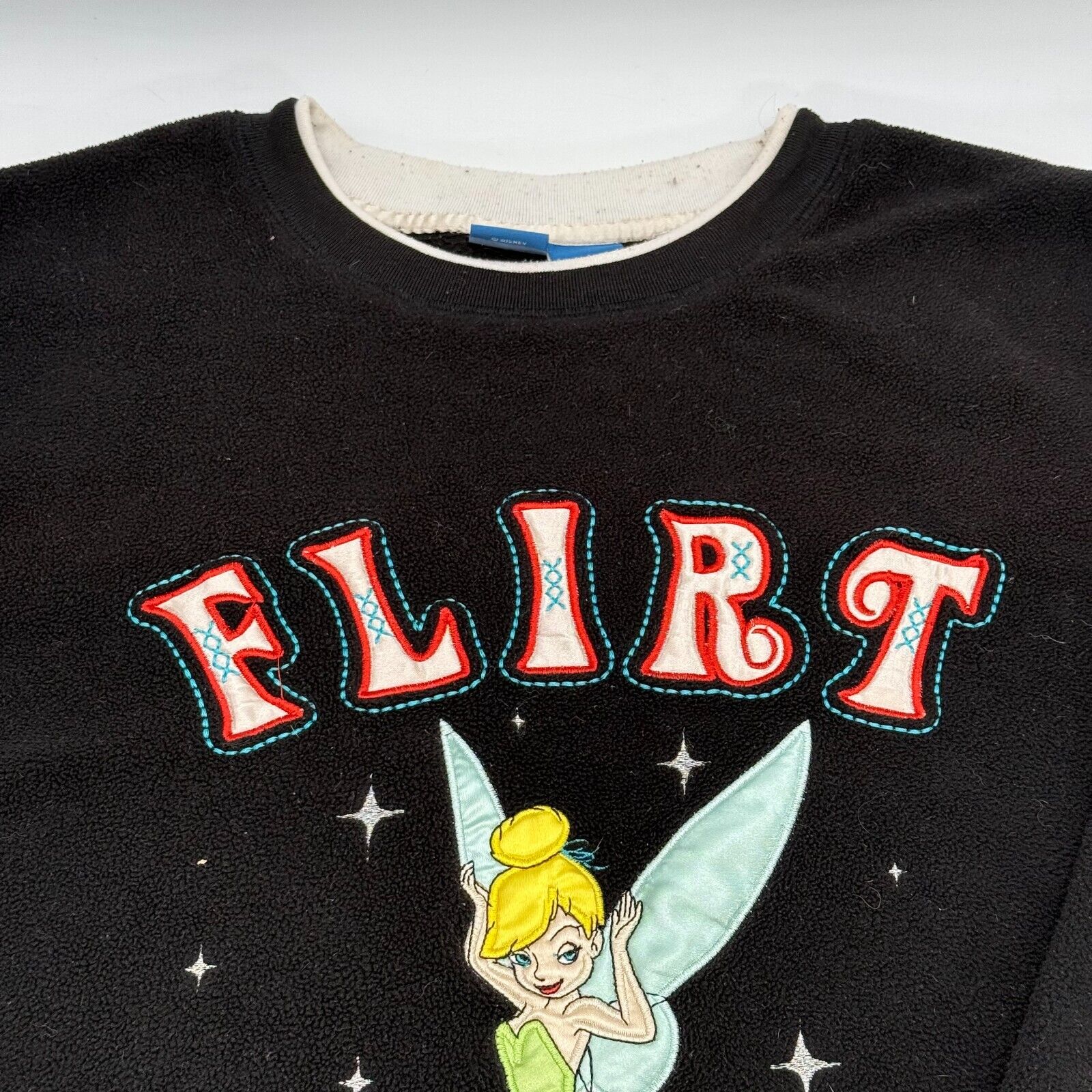 Disney Tinkerbell Womens Flirt Crewneck Long Sleeve Sweatshirt Black XL Whimsy