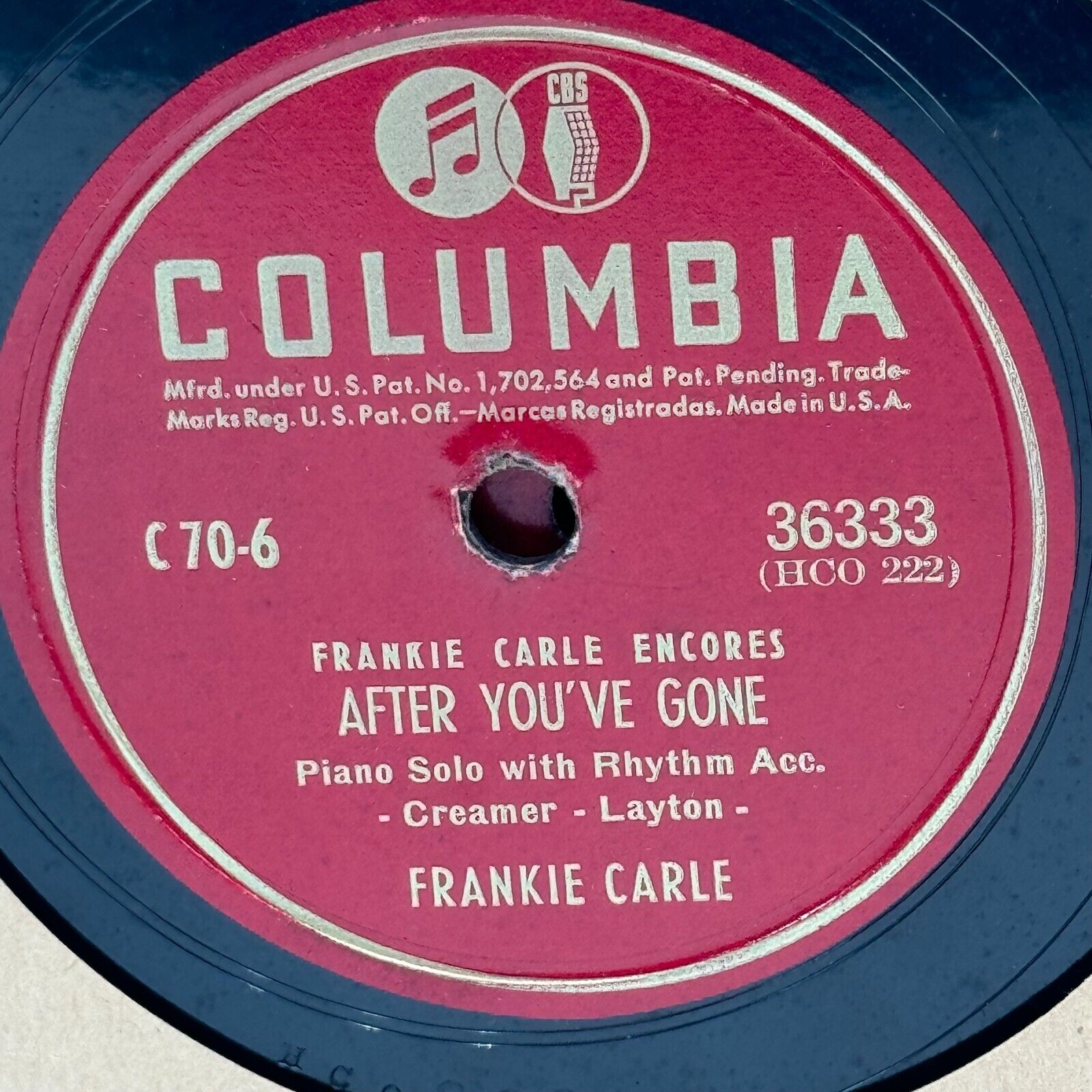 Columbia Presents Frankie Carle Encores Record Set C-70