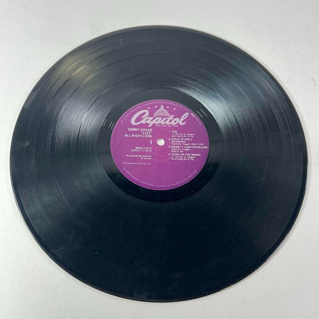 SAMMY HAGAR 'All Night Long' Vintage Gatefold LP Vinyl - Original Press