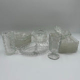 Vintage 50s Anchor Hawking Fine Crystal 21 Piece Dining Set Cups Saucers Plates