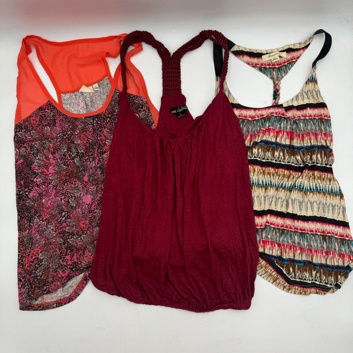 Lot of 3 Tank Top Mini Maxi Sun Dress Red Pink Floral Mudd Women’s Size M-L