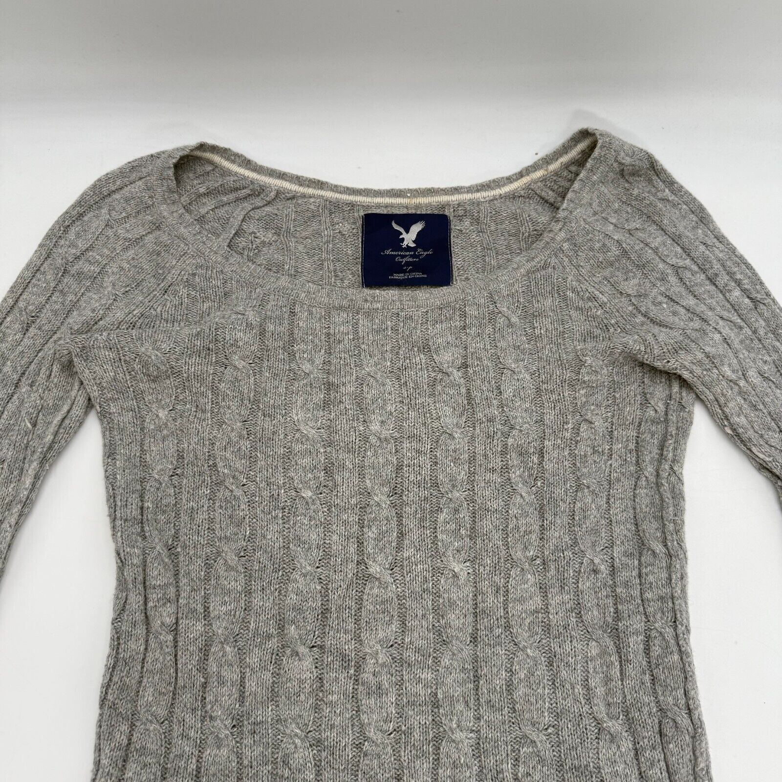 American Eagle Women’s Knit Jumper Sweater Pullover Grey Size Small Petite