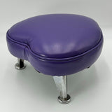 Decorative 9” Foot Stool Purple Heart Shaped Leather Cushion 15”D 3 Chrome Legs