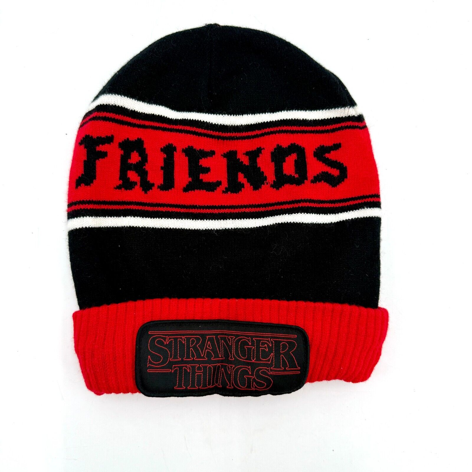 Stranger Things Beanie Hat Winter Cap Black Red Stripe Friends Don’t Lie Netflix