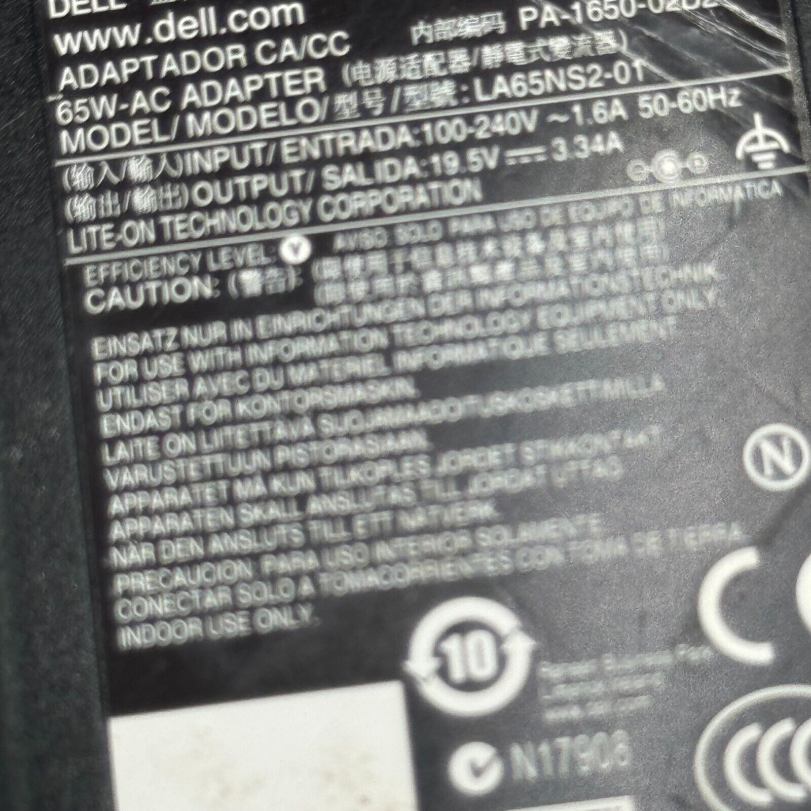 DELL genuine 65W PA-12 OEM adapter charger LA65NS2-01 PA-1650-02D2 6TM1C 928G4