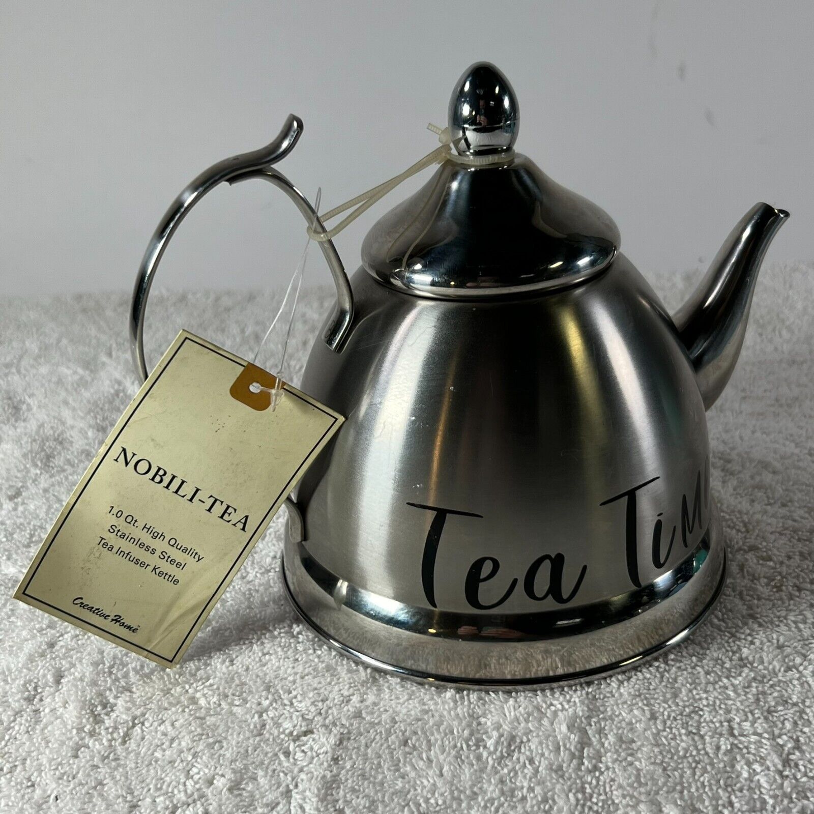 NOBILI-TEA Tea & Whistling High Quality Stainless Steel Kettle w/  1 qt Capacity