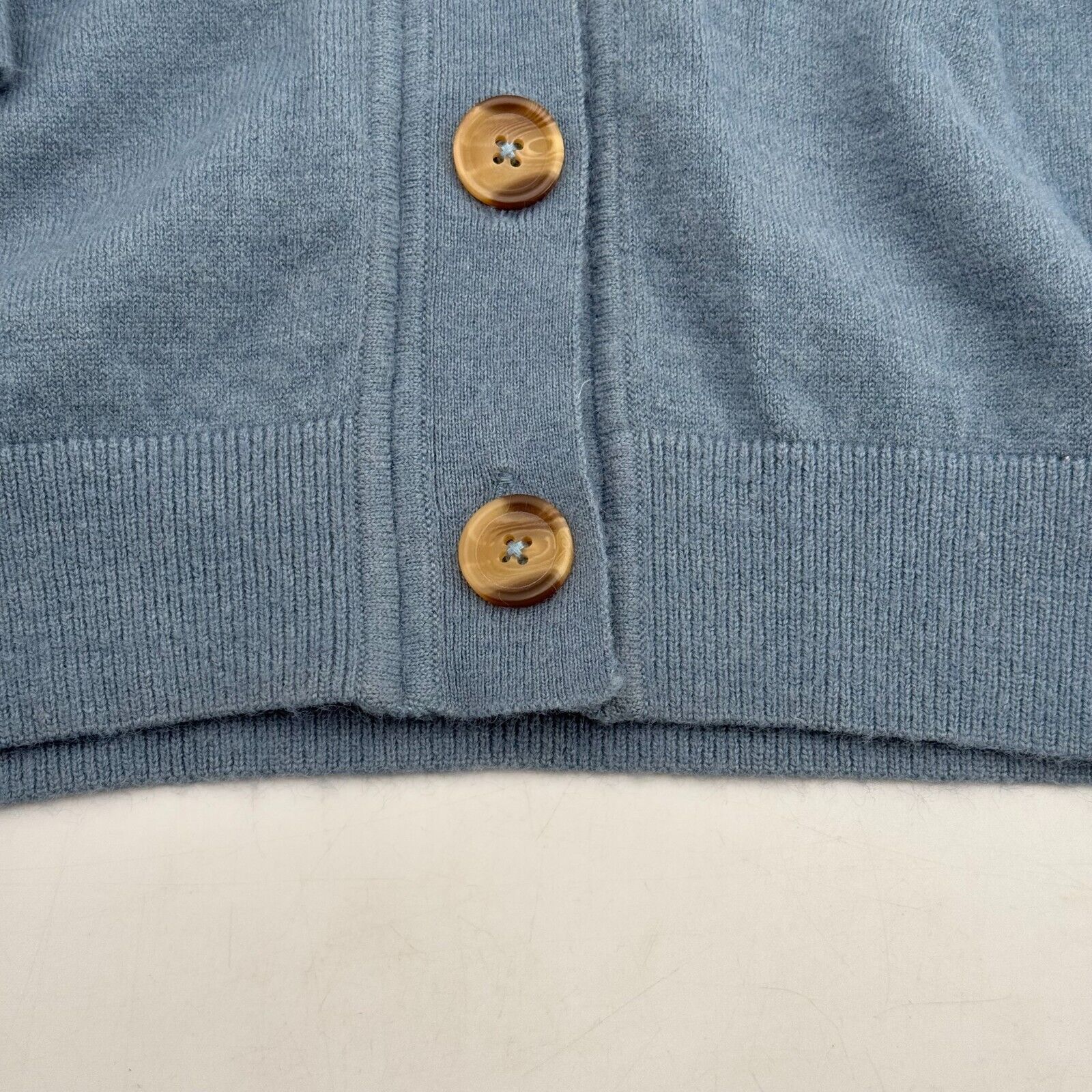 Vintage Style Button Up Low Cut V-Neck Sweater Cardigan Solid Blue Women Size XL