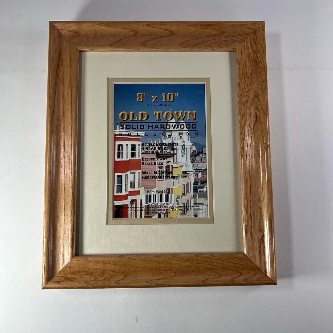 Old Town 8" x 10" Solid Oak Picture Frame With Glass & Double Bevel Mats 4.5x6.5