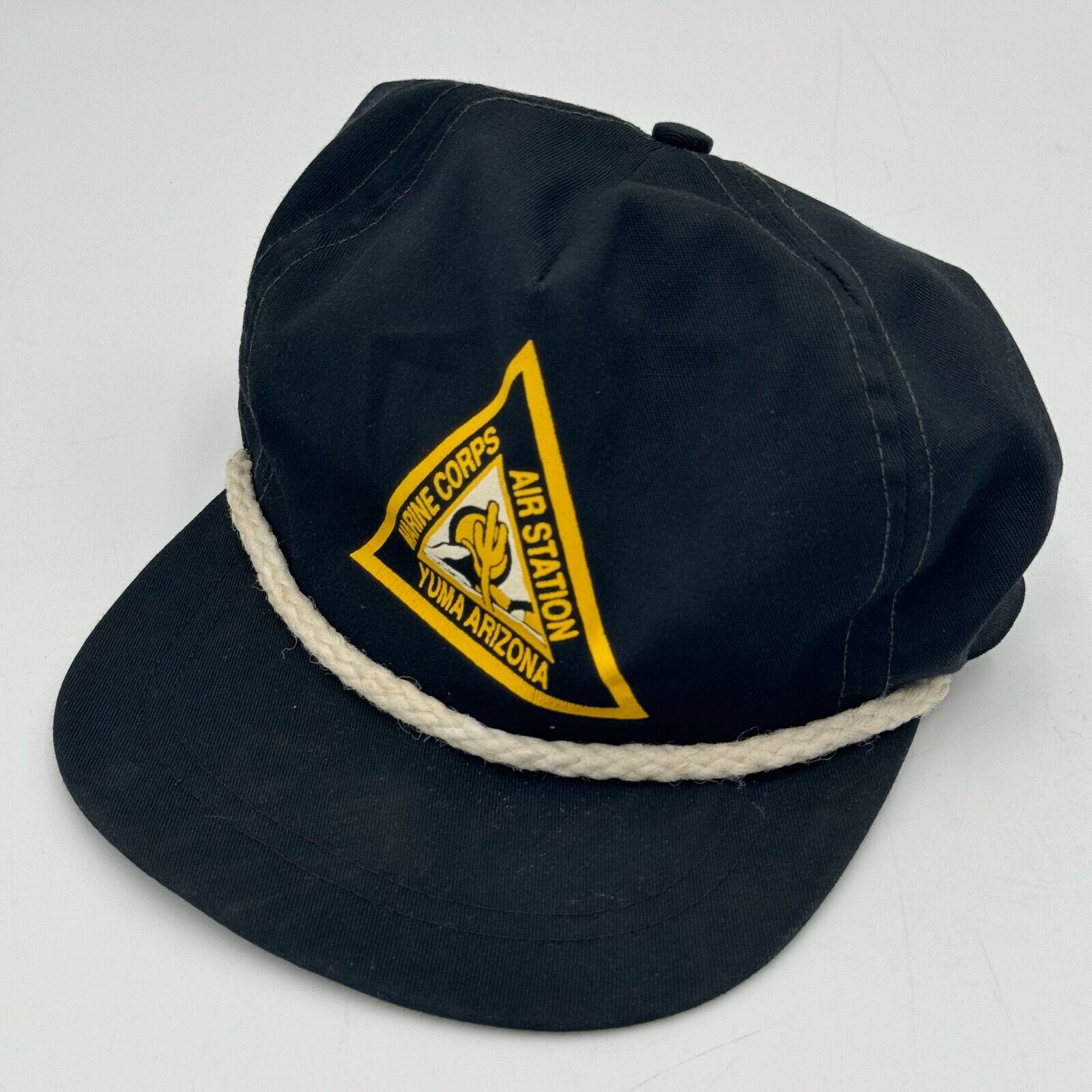 Marine Corps Air Station Yuma Arizona FlatBill Black Rope Leather Adjustable Hat