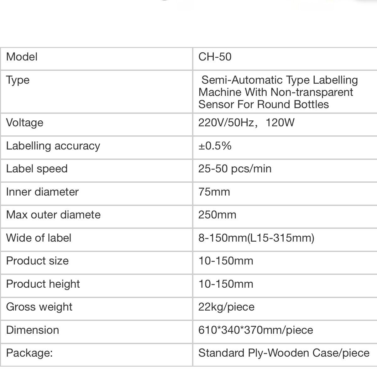 High speed CH-50 Semi-Automatic Plastic Bottle Label Printing Machine