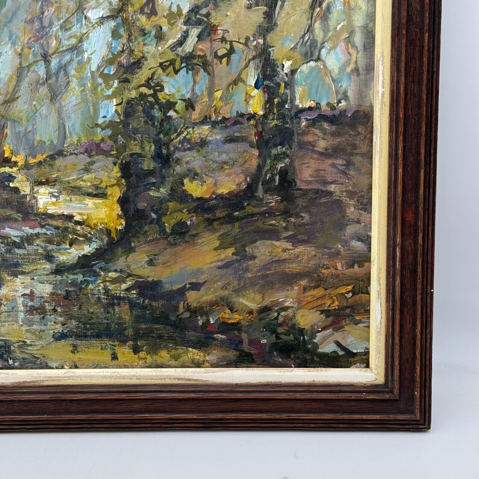 Yram Allets Original 18x22 Oil Painting Autumn Creek Fall Trees Forest Landscape