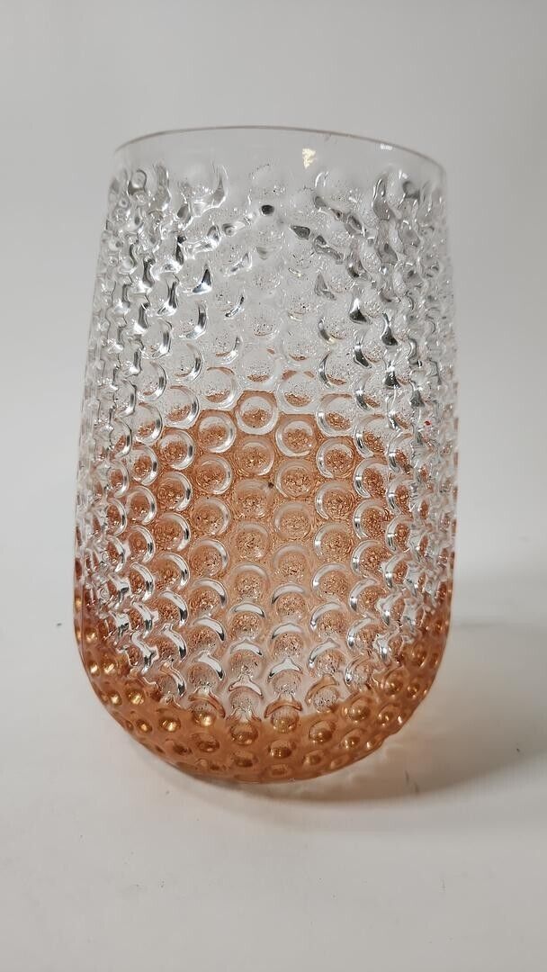 Decorative Cylinder Shaped Modern 7.5" Vase W/ Bronze & Clear Bubble Impressions