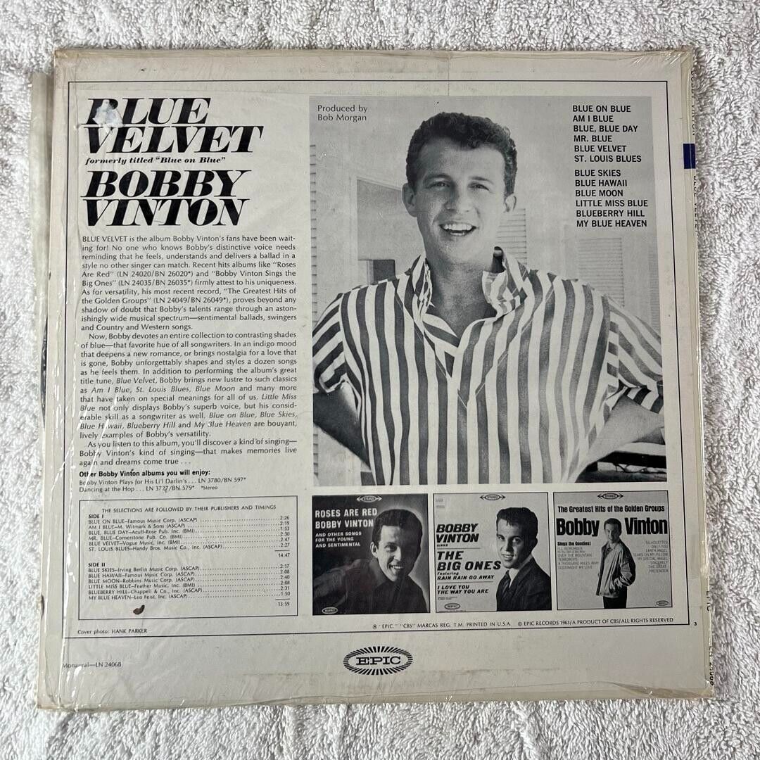 Bobby Vinton - Blue Velvet - Epic Records LN-24068 Monaural