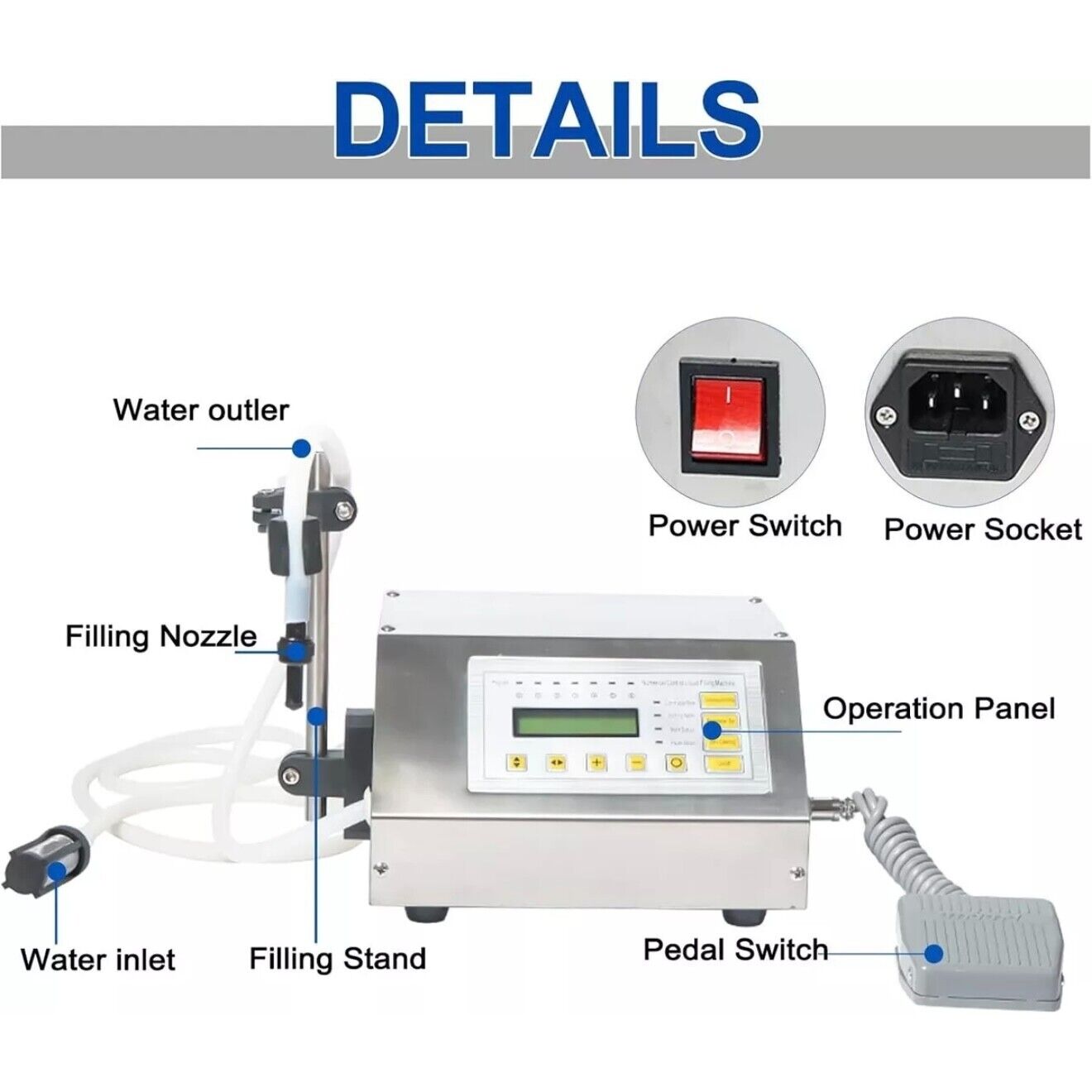 GFK-160 CNC Digital Control Pump Drink Water Liquid Filling Machine 5-3500ml