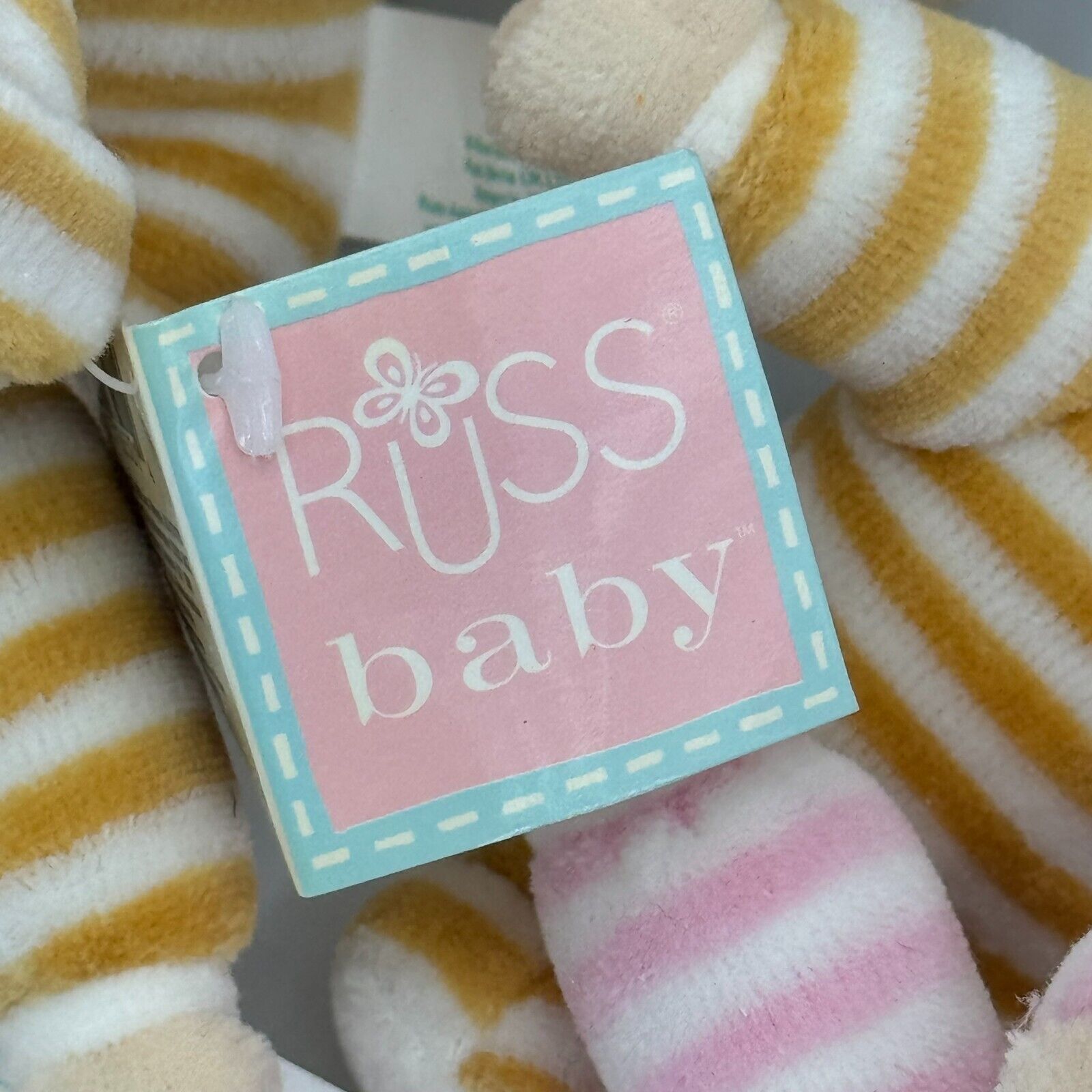 Russ Baby 6 Pack 5in Rattle Plush Tan Orange Pink White Stripes Toys NWT