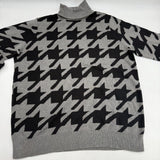 Ann Taylor Factory Gray Houndstooth Turtleneck Sweater Top Wonen’s Size XL