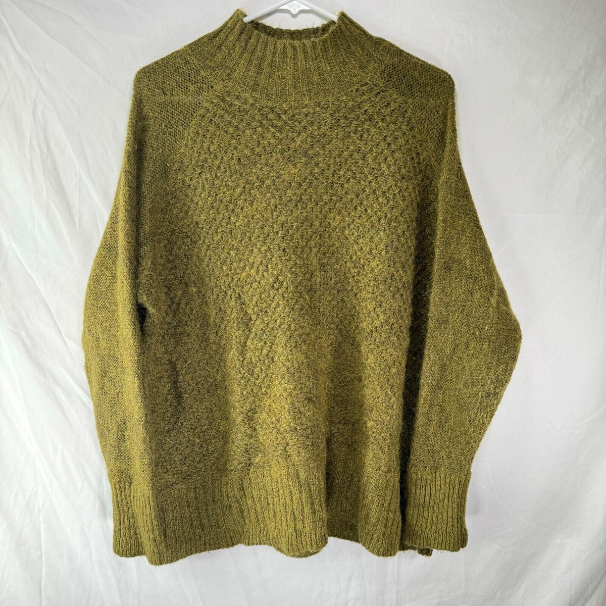 H&M Knitted Knot Jumper Sweater Olive Green Pullover L.O.G.G. Women’s Size M