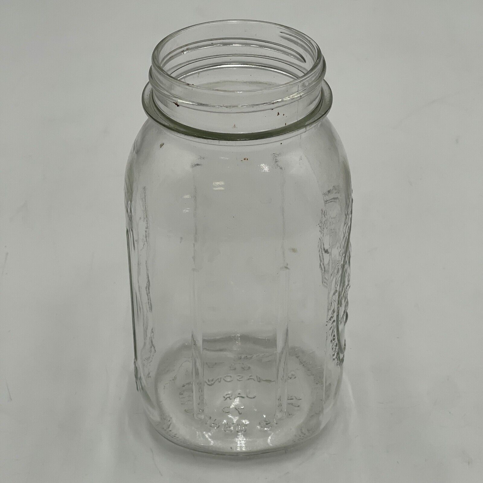 VTG GENUINE Ball Sculptured Glass Mason Fruit Jar Quart 62 7D