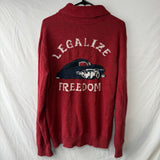 Lucky Brand Mens Hotrod Legalize Freedom Shawl Sweater Cardigan Red Size M