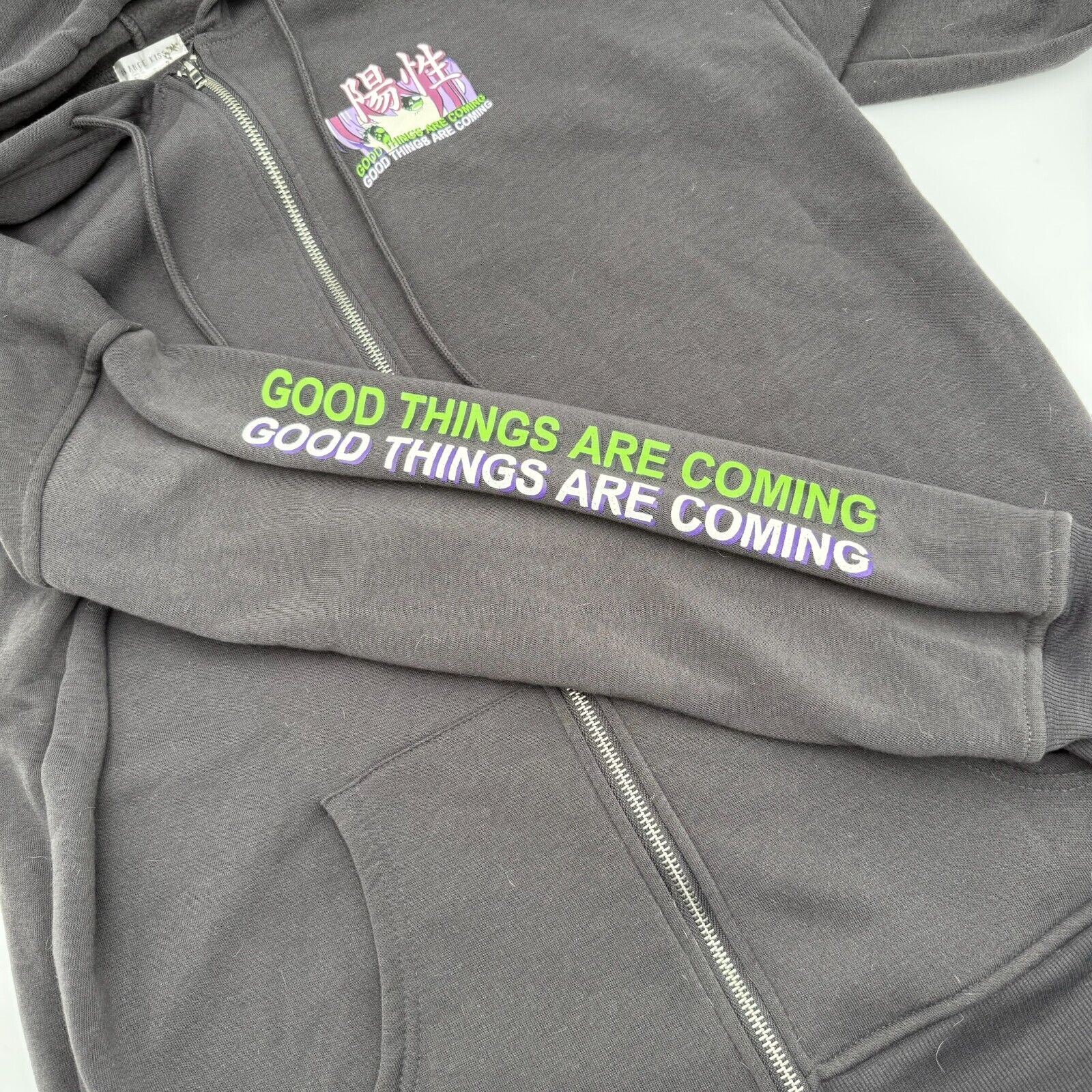 Orange Kiss "Good Things Are Coming" Anime Drawcord Full Zip Hoodie Black Size M