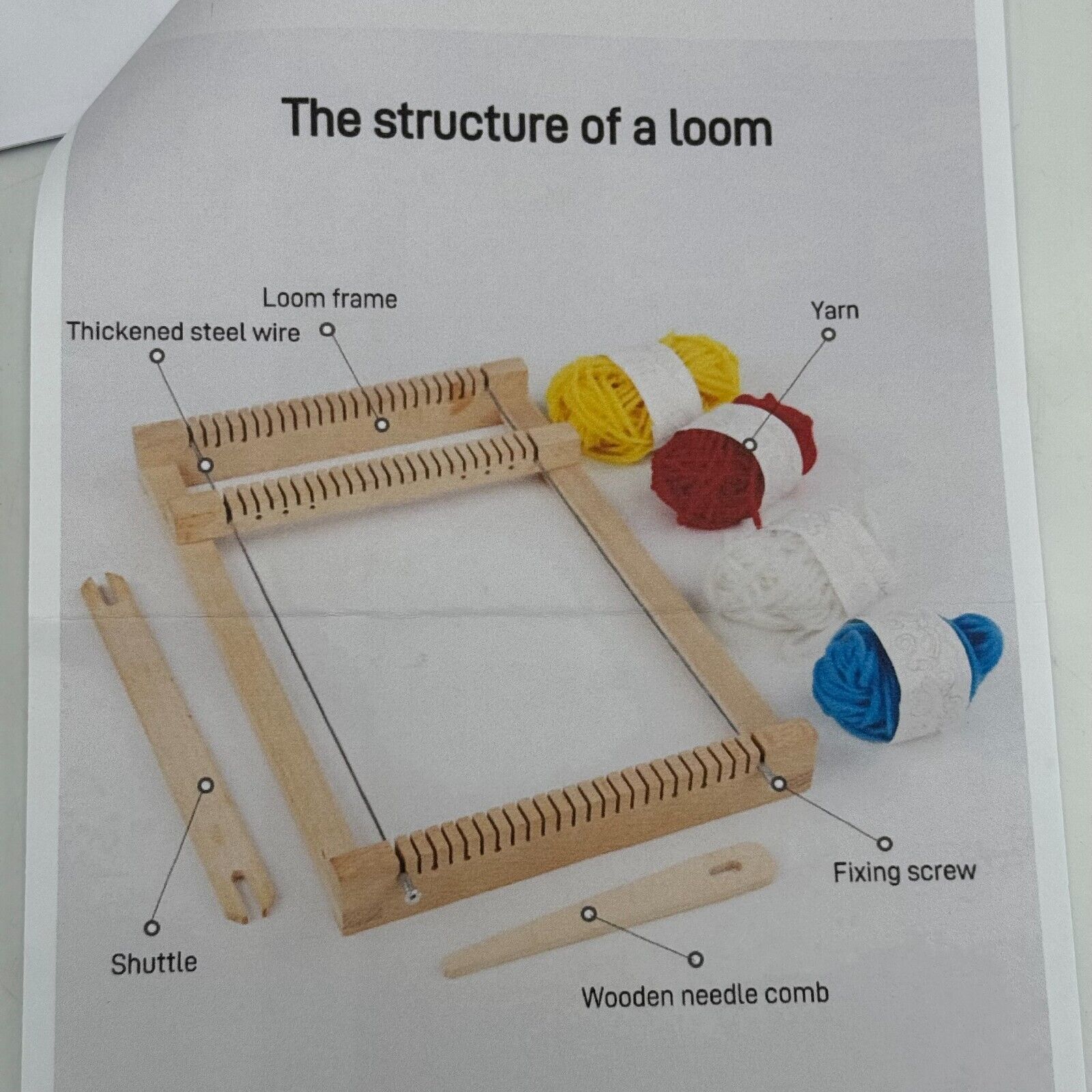 Wooden Weaving Loom Machine Kit Adjustable Small Frame Educational Weave Tool