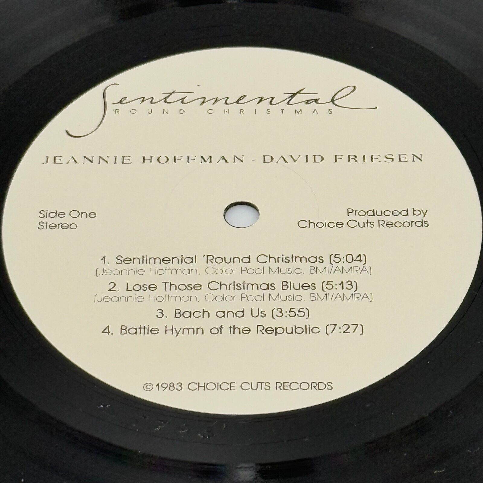 Jeannie Hoffman David Friesen SIGNED Sentimental Round Christmas Vinyl Autograph