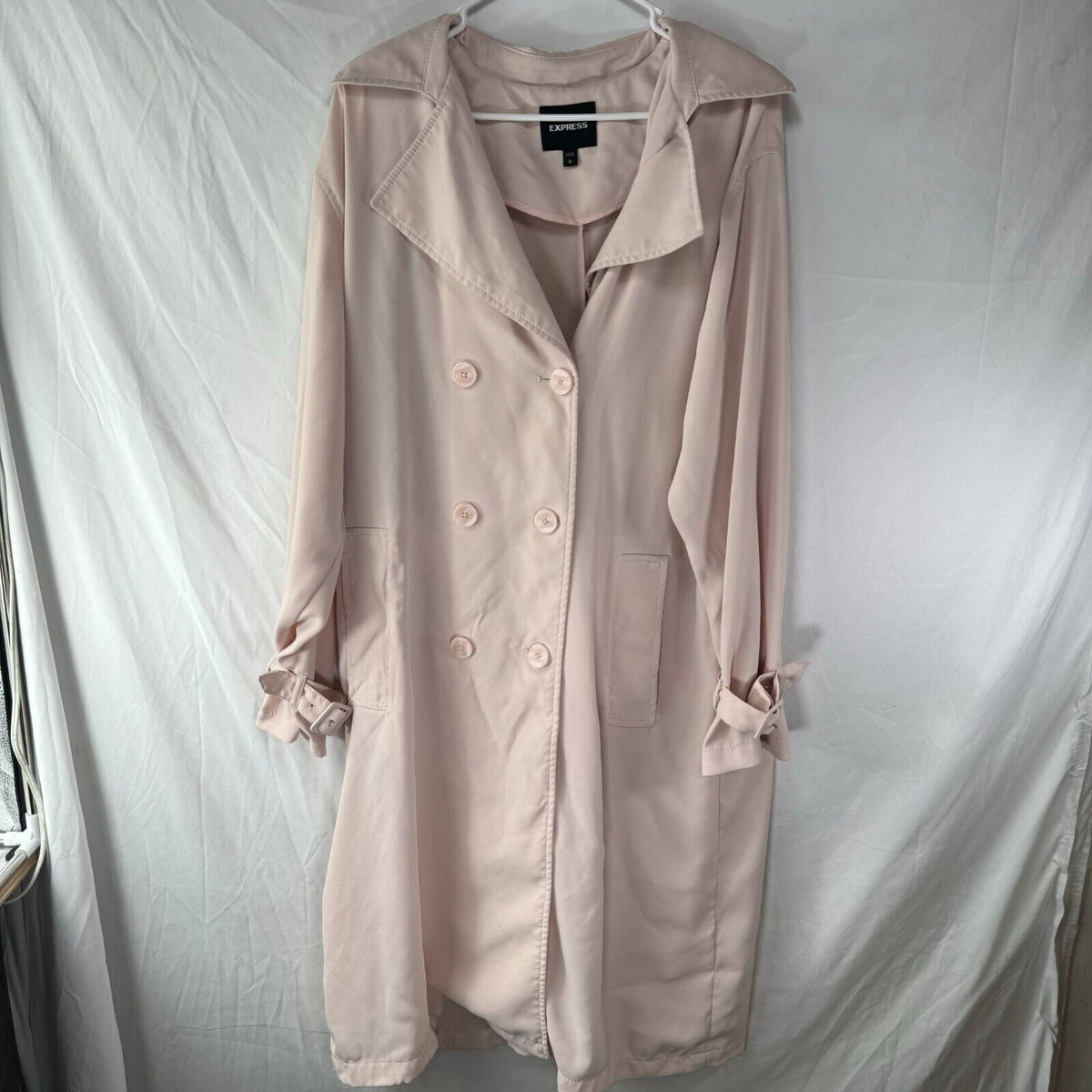 Express Design Studio Women’s Double Breasted Trench Coat Light Pink Size L