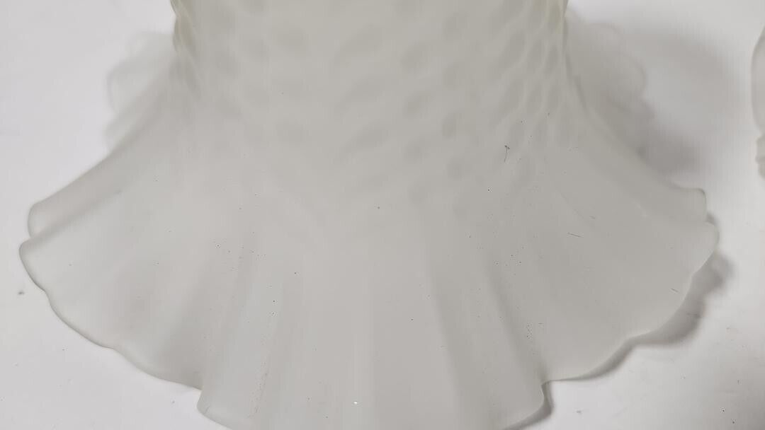 Vintage Frosted Petticoat Pendant Shades, 2 1/8" Fit, Ruffled Ceiling Fan Shades